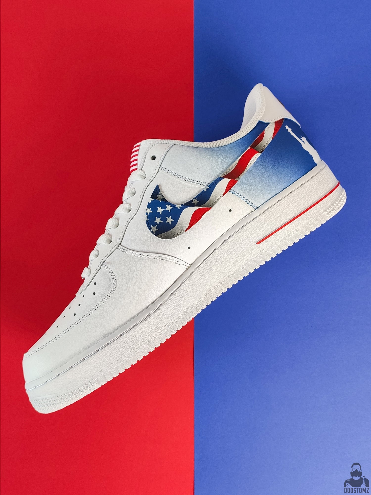 Nike Air Force 1 American Flag Custom patriotic sneakers in red white and blue