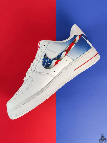 Nike Air Force 1 American Flag Custom patriotic sneakers in red white and blue