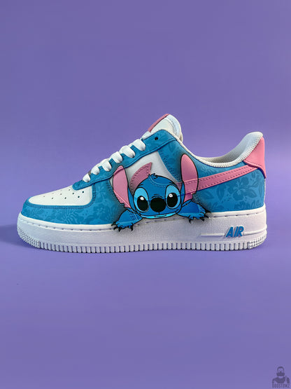 Lilo & Stitch custom Air Force 1 sneakers with hand-painted Stitch