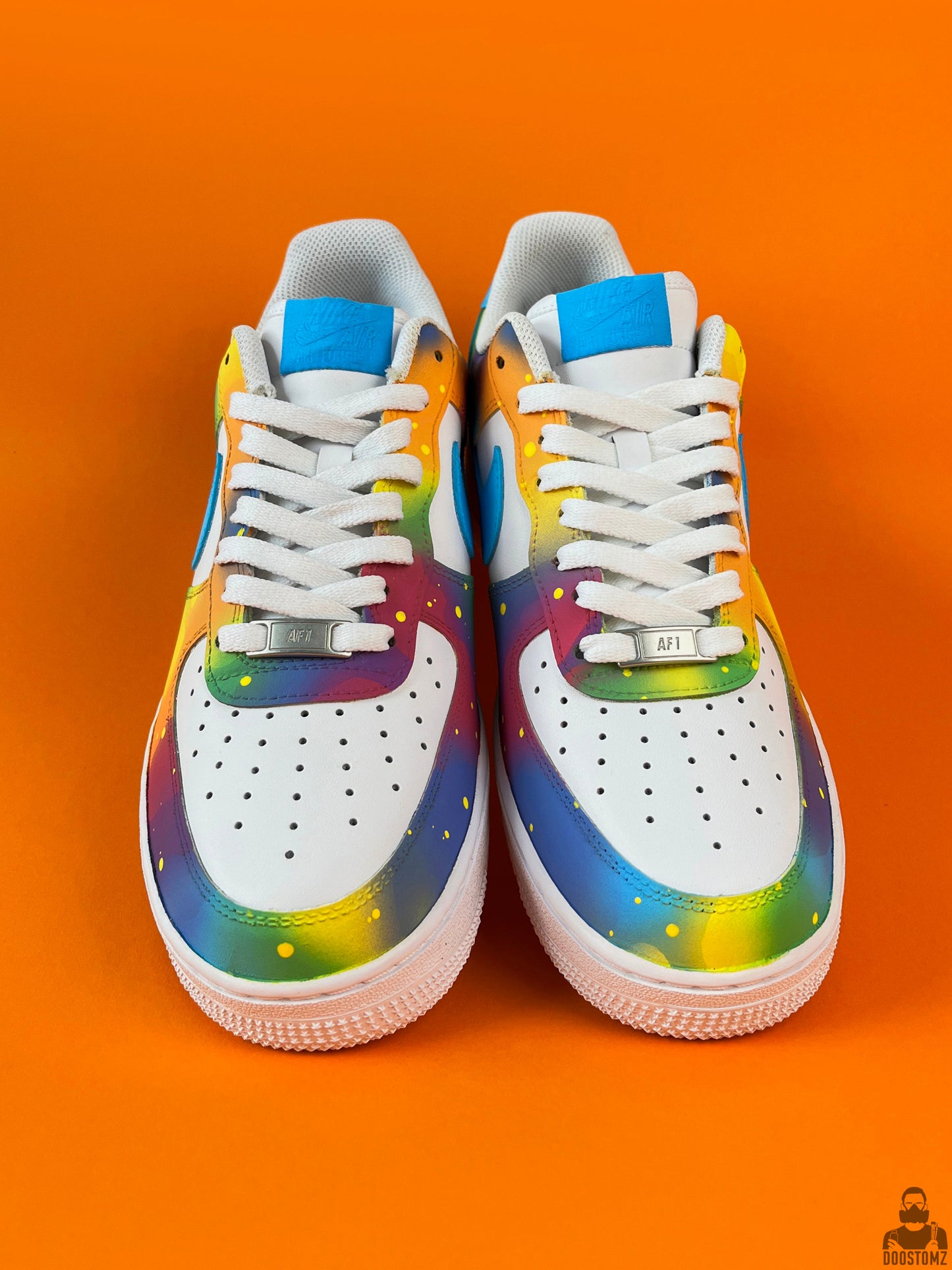 Hand-painted Nike Air Force 1 Color Splash Custom sneakers in bright multicolor design