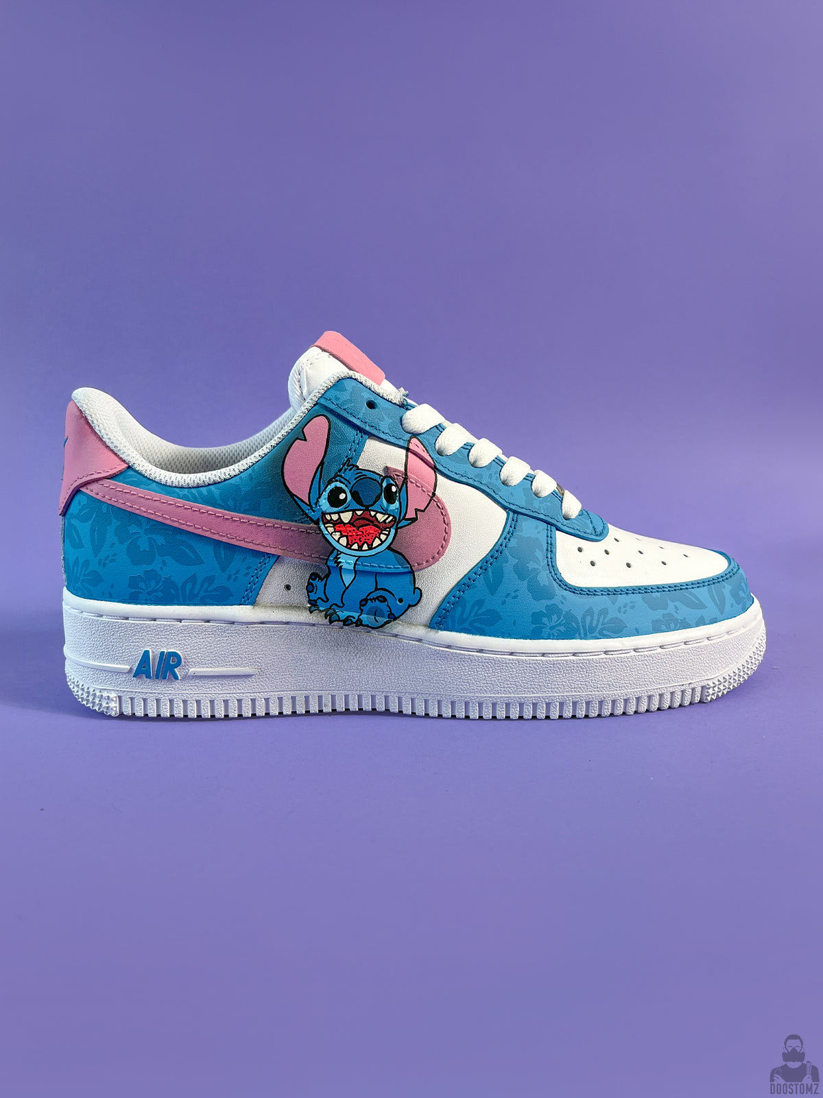 Custom Nike Air Force 1 Lilo & Stitch sneakers with Stitch design
