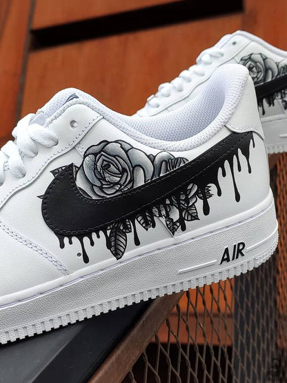 Nike Air Force 1 Drips N' Roses Black Custom