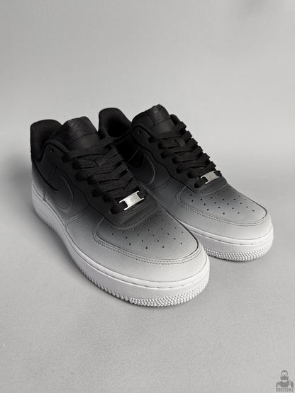 Nike Air Force 1 Gradient Custom pair with black laces and white gradient toe
