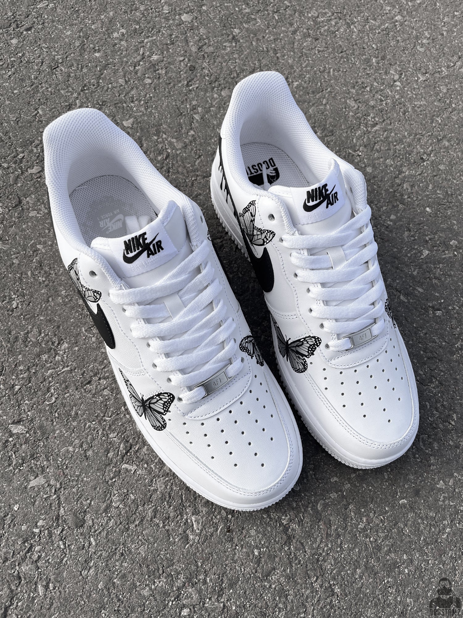Top view of Nike Air Force 1 Drips N' Butterflies Black Custom sneakers