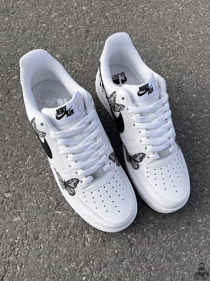 Top view of Nike Air Force 1 Drips N' Butterflies Black Custom sneakers