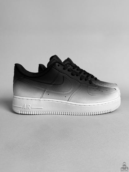 Nike Air Force 1 black and white gradient custom sneaker side view