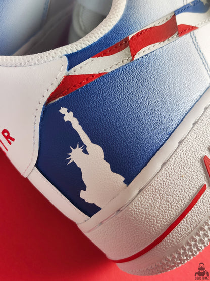Hand-painted Nike Air Force 1 American Flag Custom sneakers by Doostomz