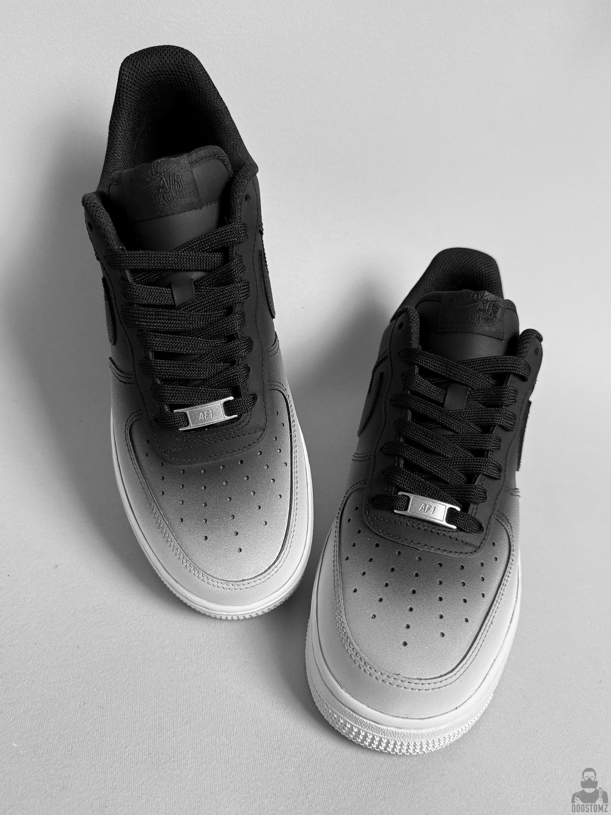 Nike Air Force 1 Gradient Custom sneakers with smooth black to white gradient