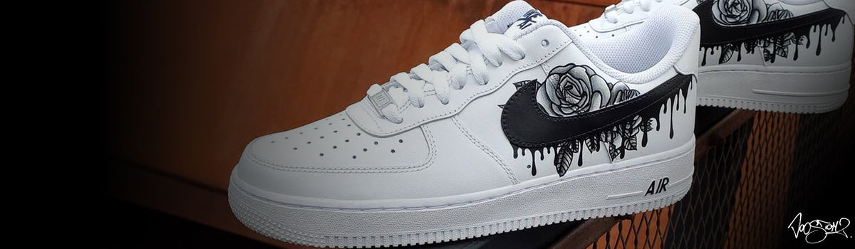 Nike Air Force 1 Rose and Drip Custom Sneakers Hand Painted by Doostomz